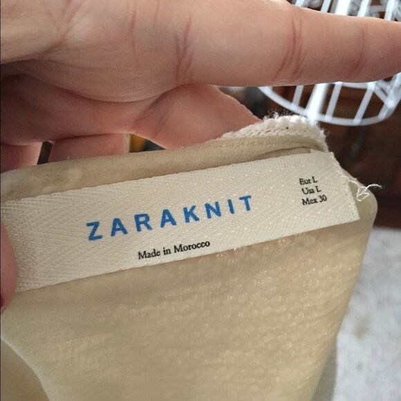 Zara sheer underlay cream short sleeve top size L - Picture 5 of 12